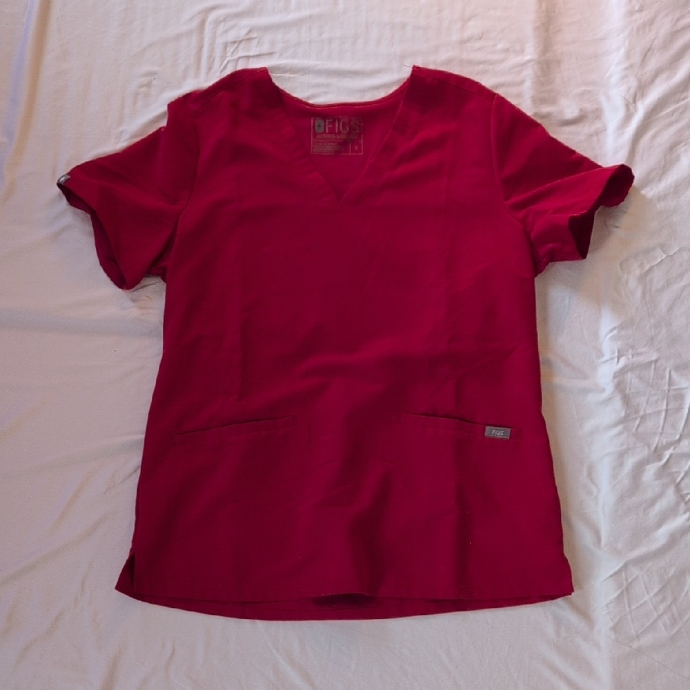 Figs Red Scrub Top
